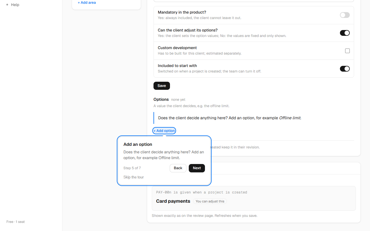 Add an option
