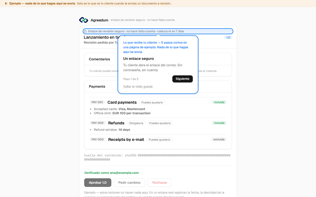 Lo que recibe tu cliente