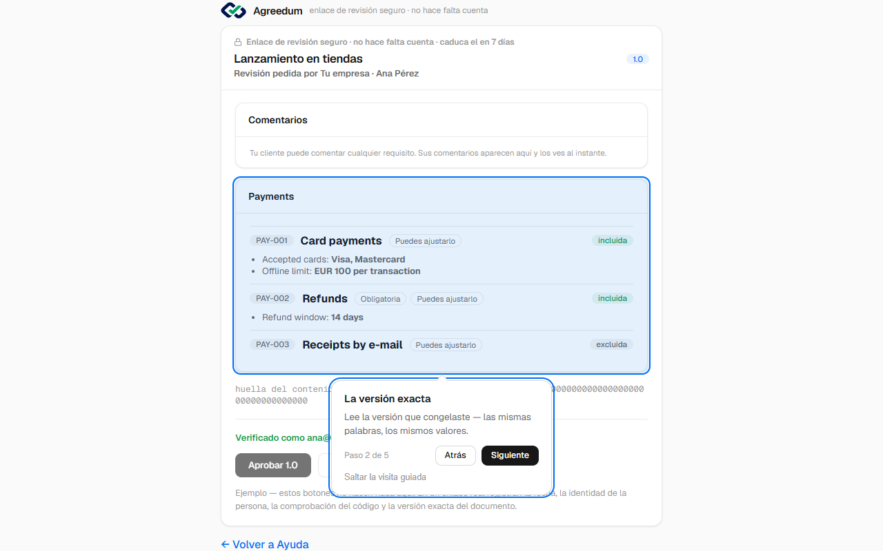 La versión exacta