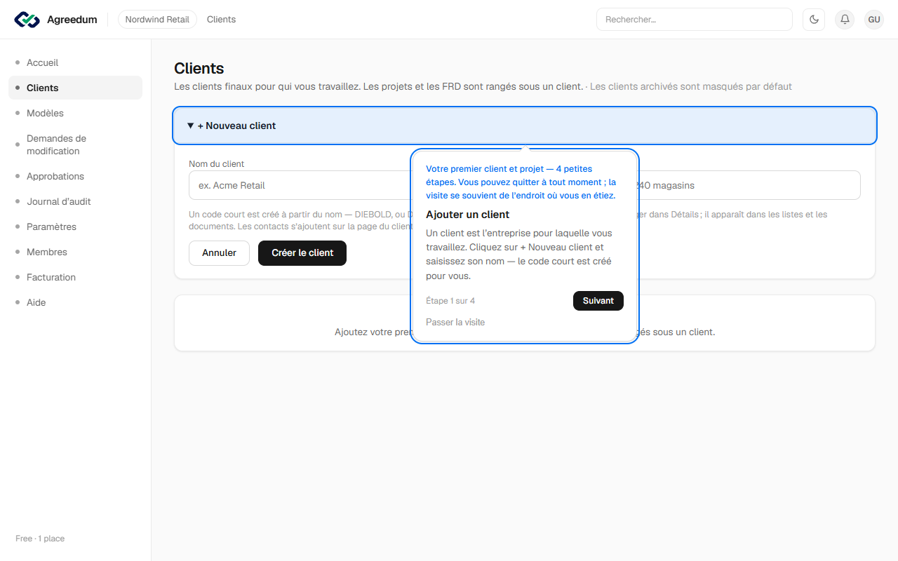 Votre premier client et projet