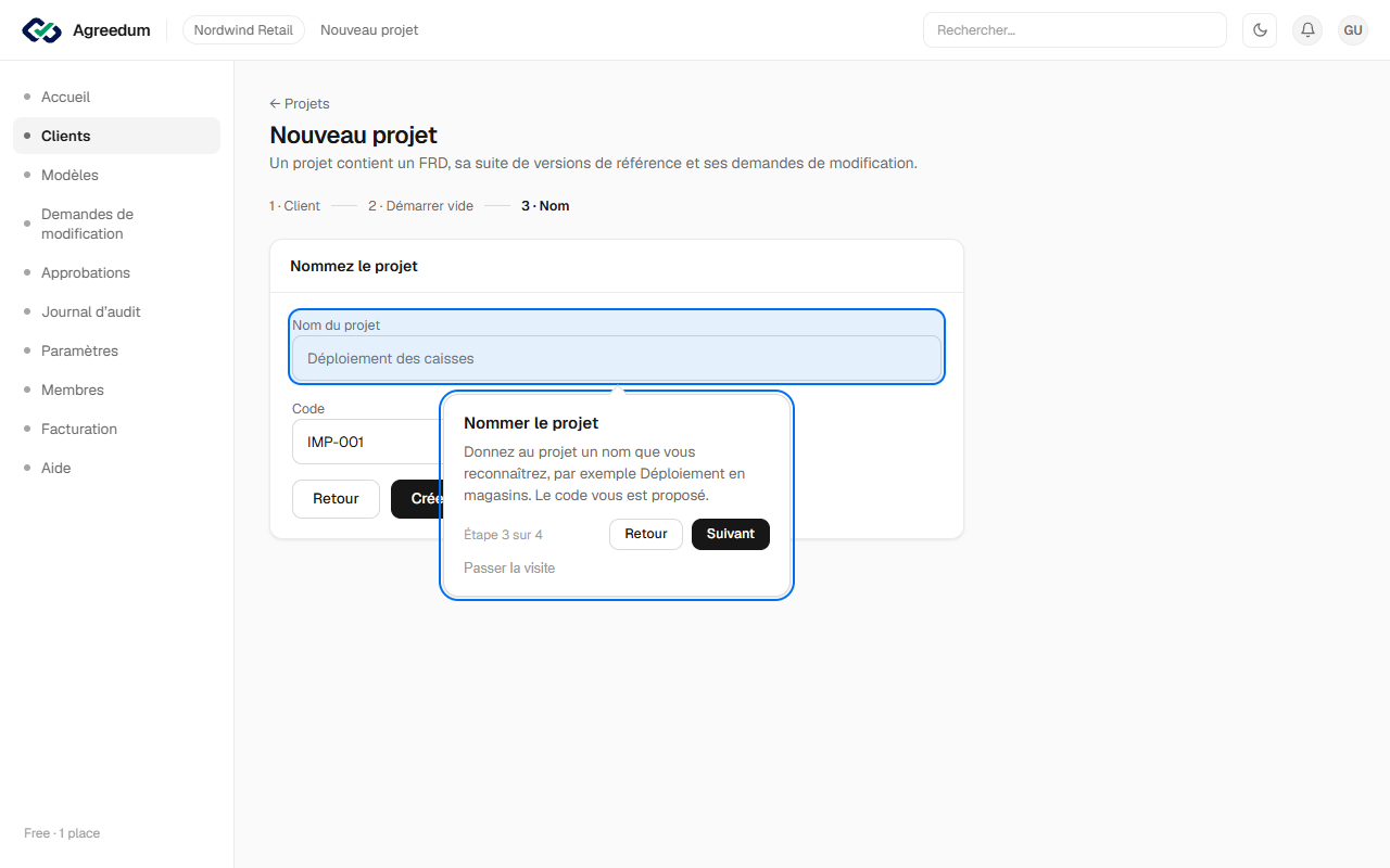 Nommer le projet