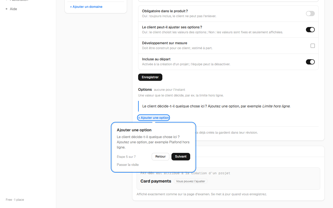Ajouter une option
