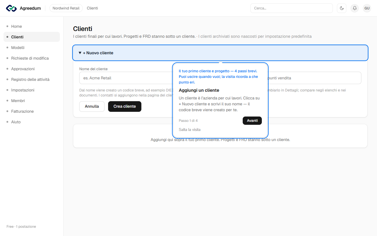 Il tuo primo cliente e progetto