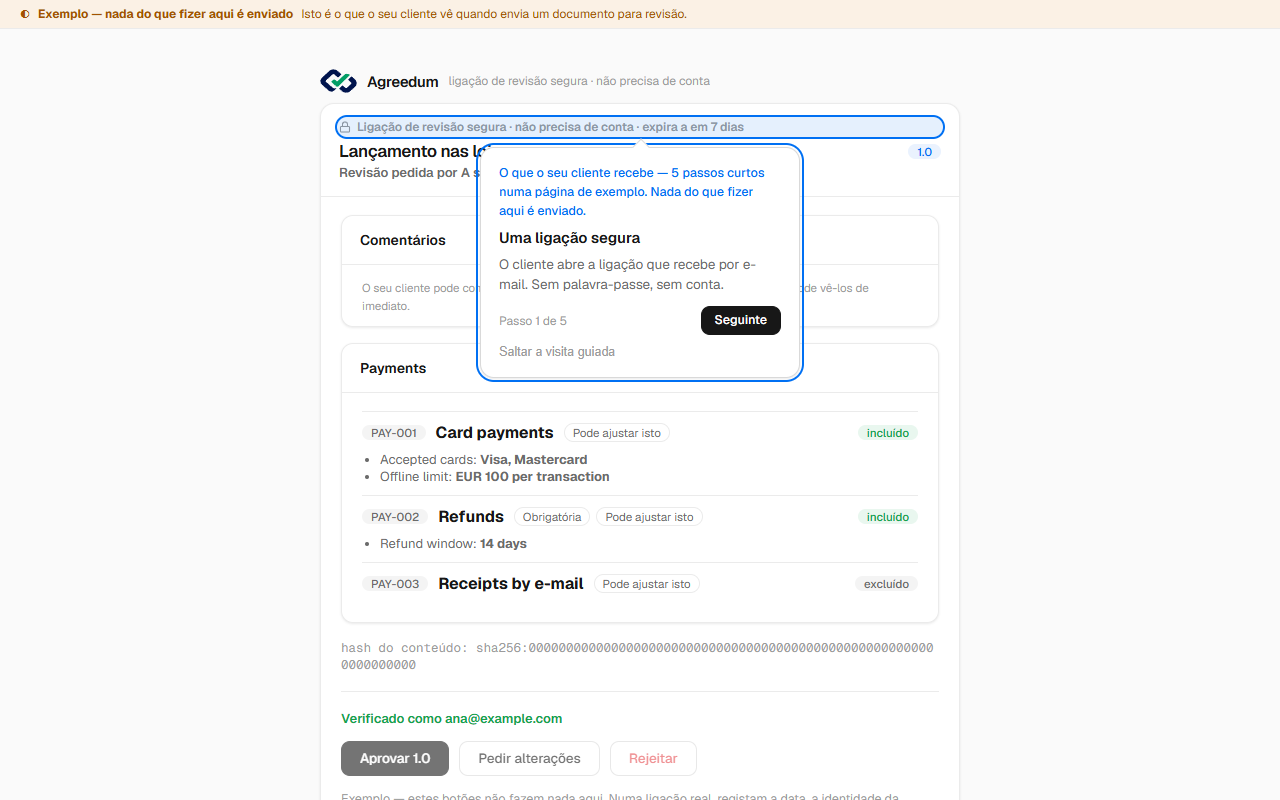 O que o seu cliente recebe