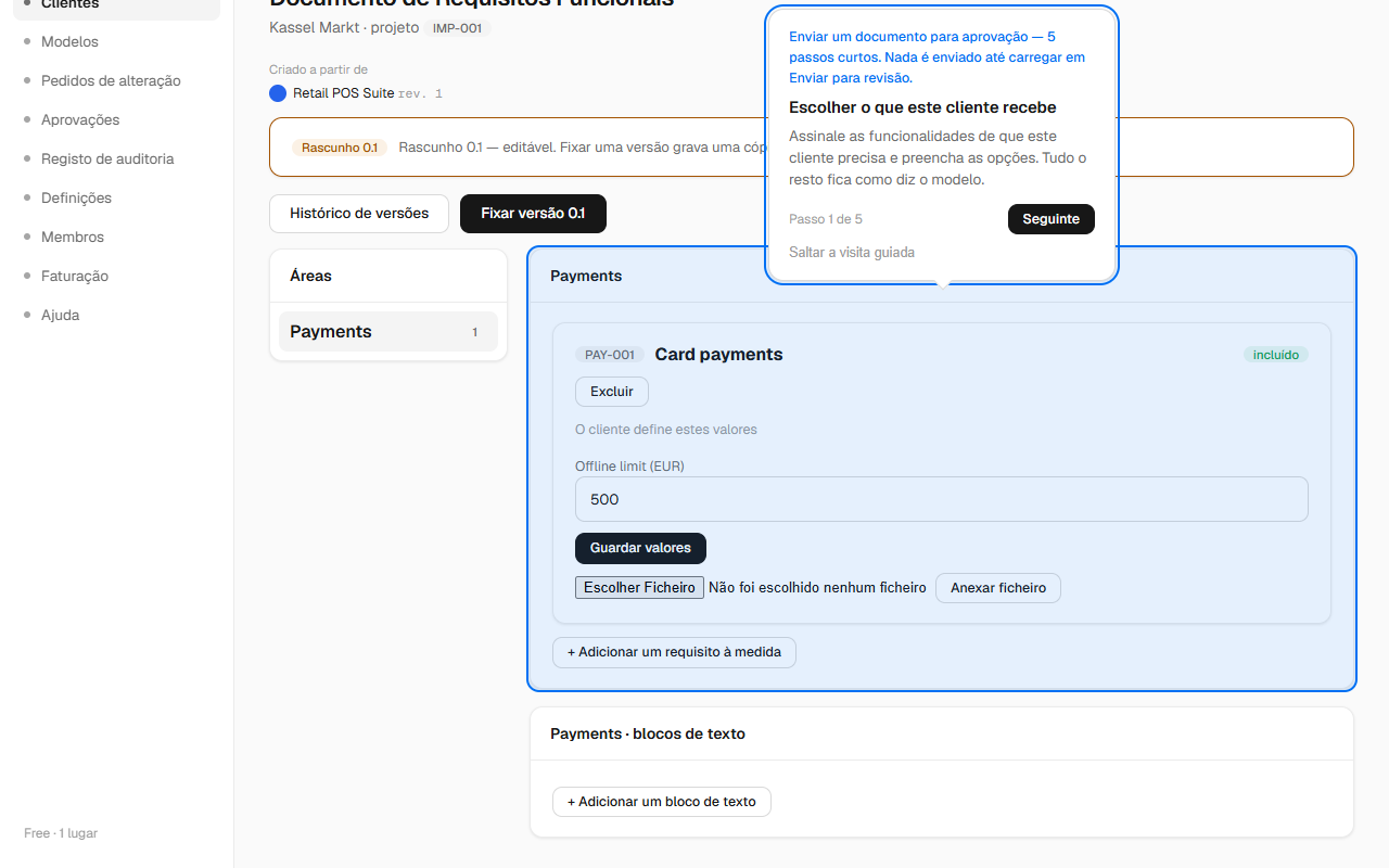 Enviar um documento para aprovação