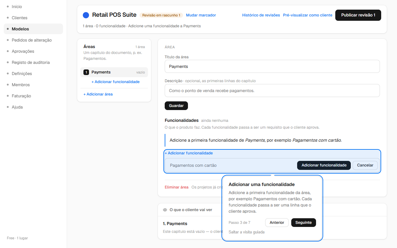 Adicionar uma funcionalidade