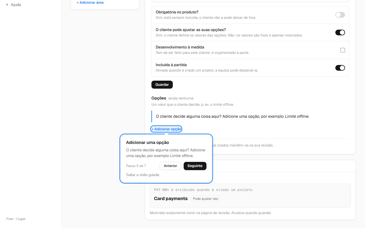 Adicionar uma opção